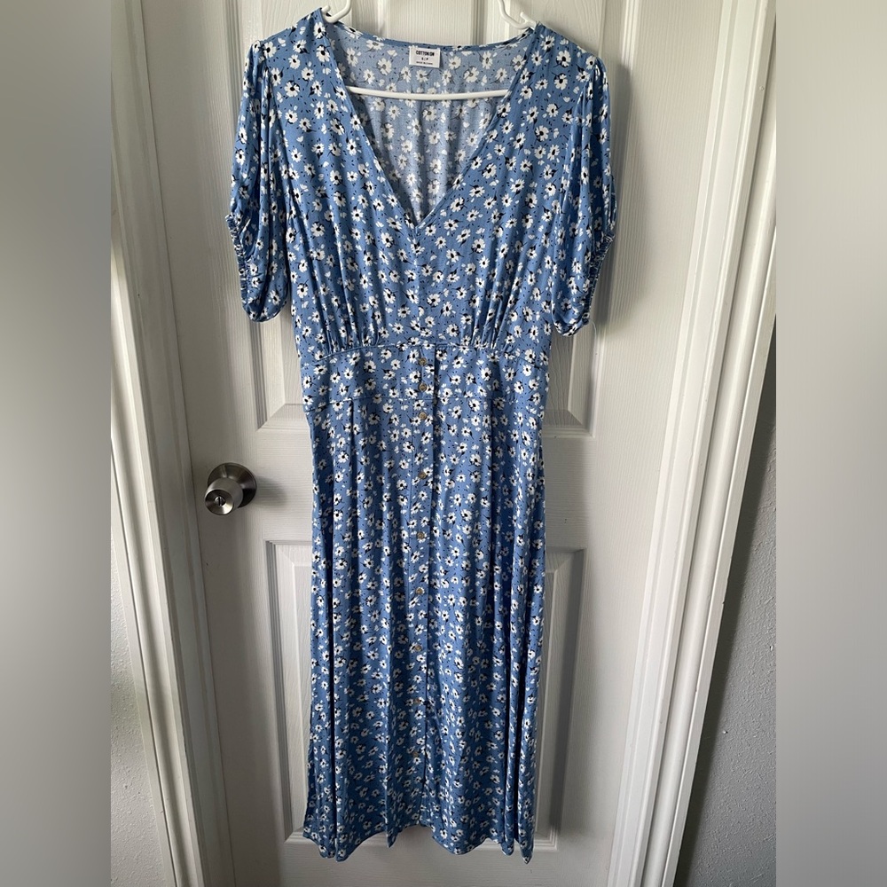 Cotton On Light Blue Floral Midi Dress